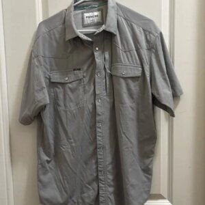 Men’s Poncho Outdoors The Laredo Gray Button Down Pearl Snap Shirt Size Medium